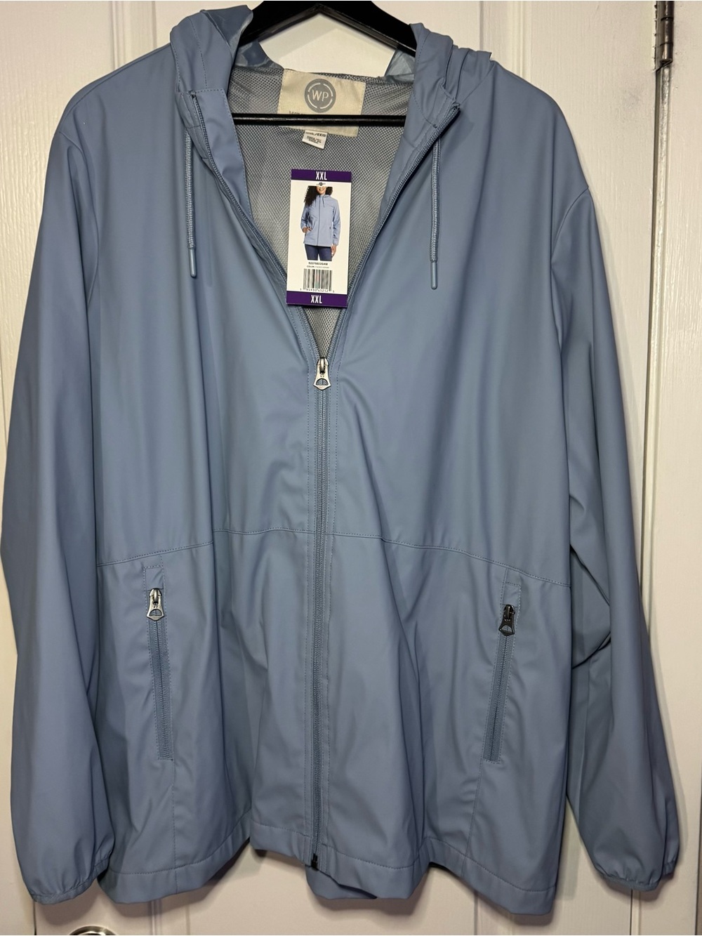 Weatherproof Powder Blue Hooded Raincoat